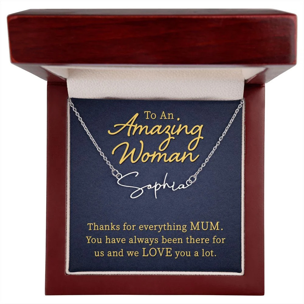 To an Amazing Woman Personalized Silver Tone Name Necklace Custom Name